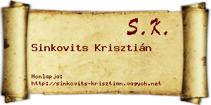 Sinkovits Krisztián névjegykártya
