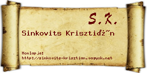 Sinkovits Krisztián névjegykártya
